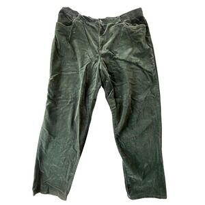Jones New York Velvet Pants Womens 22W Green Straight Retro Holiday Cottagecore